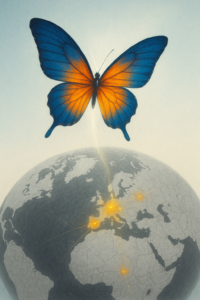 Dieser Schmetterling fällt durch sein Schillern und seine Verletzlichkeit besonders auf. Auch wenn er sich in seinem menschlichen Körper nach einem festen Zuhause sehnt, wird es ihn immer weiter ziehen, von Blüte zu Blüte, so lange diese ihn nährt. Seine Aufgabe ist es, sein Umfeld zu befruchten. Als würden Pigmente von seinen Flügeln zu den Menschen gelangen und deren Welt dadurch bunt. Im Umgang mit diesem Wesen ist Achtsamkeit und Feinheit gefragt, zu verletzlich ist es für grobe Verbindungen. Der Mensch mit dieser Essenz sollte mit seinem Wunsch nach einem Zuhause achtsam sein - er könnte einem Schmetterlingsfänger ins Netz gehen.