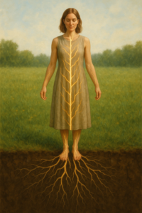 Dieses Wesen ist eine in sich ruhende Frau, schmucklos, in einem schlichten Kleid. Der Wunsch der Essenz ist es, sich ganz im Körper zu erfahren. Für die Frau, die diese Energie in sich trägt, ist es wichtig, sich gut zu spüren, sich regelmäßig zu erden und nicht zu viel im Kopf unterwegs zu sein. Glück und ein in Sich ruhen kann sie spüren, wenn sie ganz mit ihrem Körper in Verbindung ist.