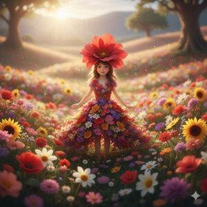 Frau, Anfang 30--- Diese Essenz ist ein universeller Blumen-Naturgeist. Universell deshalb, weil sie für alle Blumen steht, nicht einer speziellen Pflanze zugeordnet ist. Für die Trägerin dieser Essenz geht es um Schönheit, Duft und Leichtigkeit. Auch Vergänglichkeit, zyklisches Leben und Loslassen sind Themen. Im Vordergrund steht aber der Genuss und das Wahrnehmen von Schönheit. 