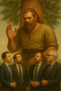 Mann, Mitte 50 --- Direkt nach dem Augen schließen erscheint mir ein mächtiger Riese, er wirkt fast wie die biblische Gestalt des Goliath. Für diese Leben hat er sich vorgenommen zu lernen, seine Macht und seine Kraft nicht mehr zu missbrauchen. Für den Mann, der diese Energie in sich trägt, ist es erst einmal wichtig, seine Kraft und Macht kennenzulernen und zu akzeptieren - ein Mammutbaum kann ihm dabei helfen. Wenn er das für sich gemeistert hat, wird er eine besondere Gabe voll ausbilden: Er lehrt mächtige und starke Männer, ihre Wirksamkeit für das große Ganze, als Diener des Lebens, einzusetzen.